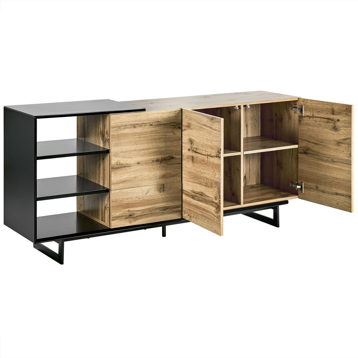 SIDEBOARD mit 2 Türen Braun/Schwarz Fiora - Braun, Holzwerkstoff (160/75/40cm) - Beliani