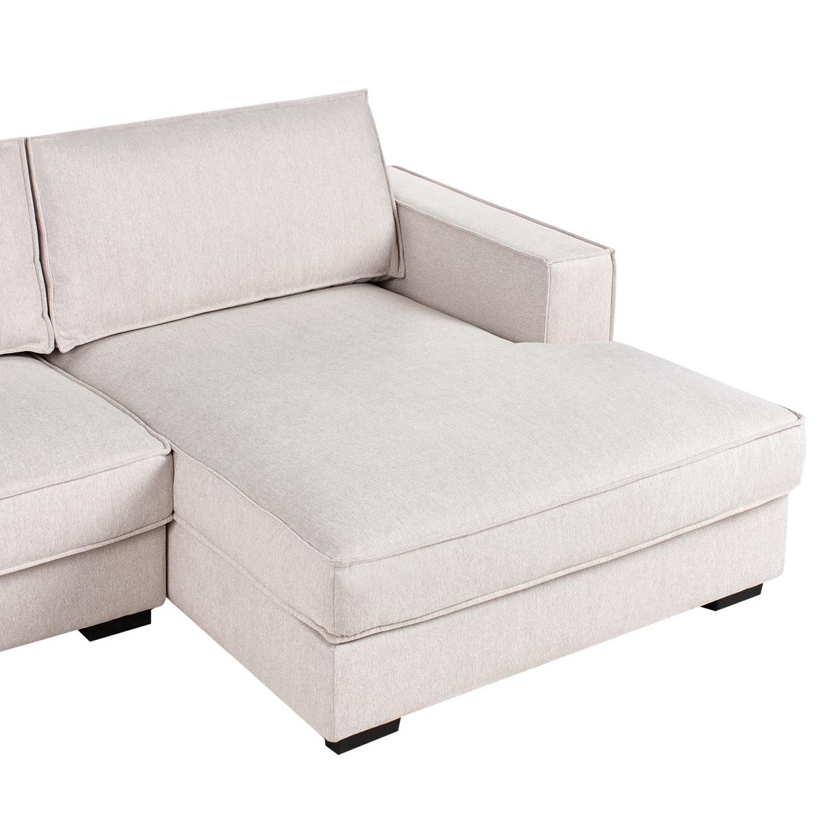 ECKSOFA Stoff Hellbeige linksseitig Renders - Beige, Textil (257/136cm) - Beliani