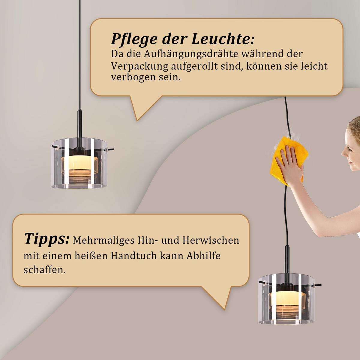 PENDELLEUCHTE Azaryn 12/12/160 cm - Schwarz, Glas/Metall (12/12/160cm) - ZMH
