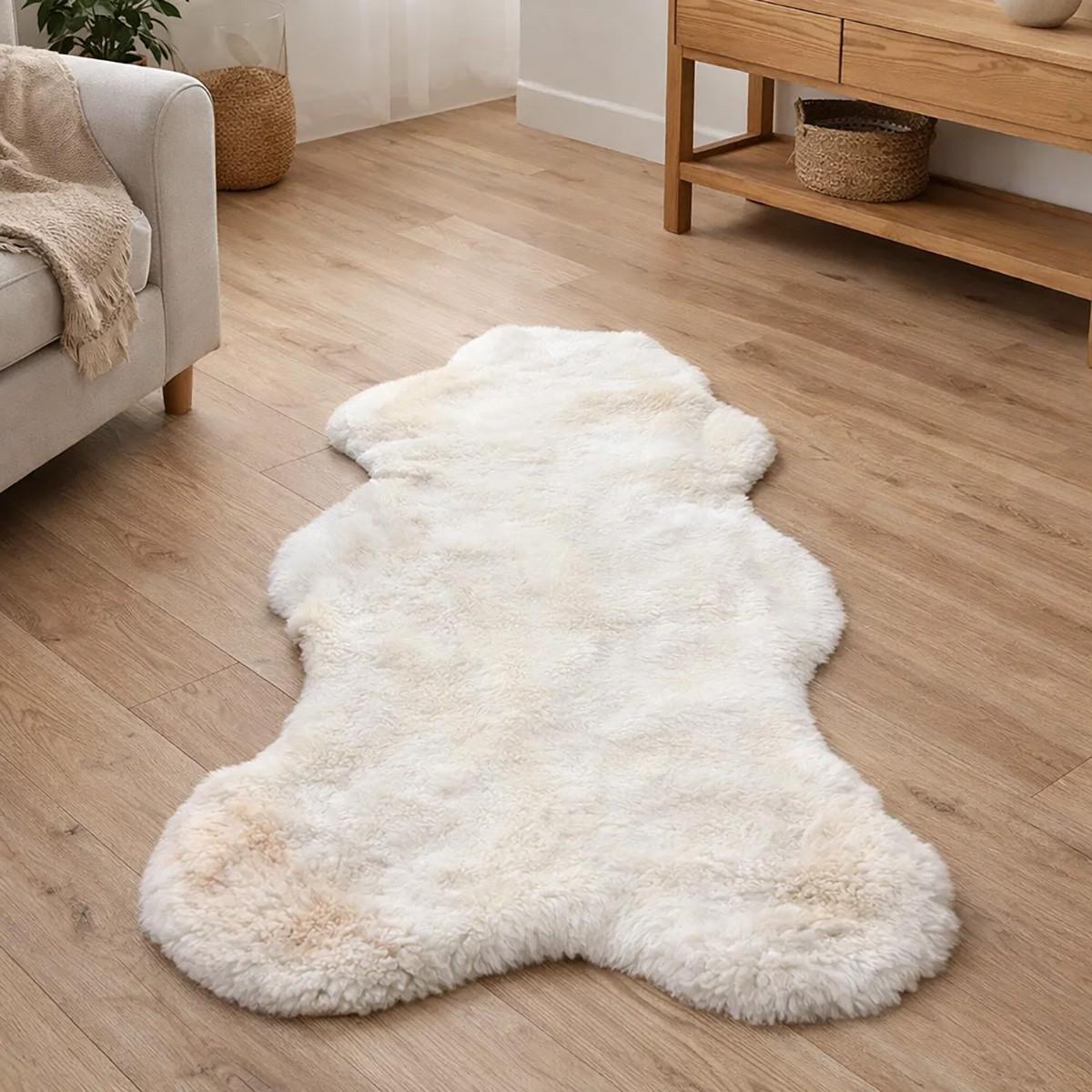 SCHAFFELL Premium Merino Lammfell Natur Weiß geschoren ca. 125 cm - Weiß, Fell (70/125cm) - Provellus