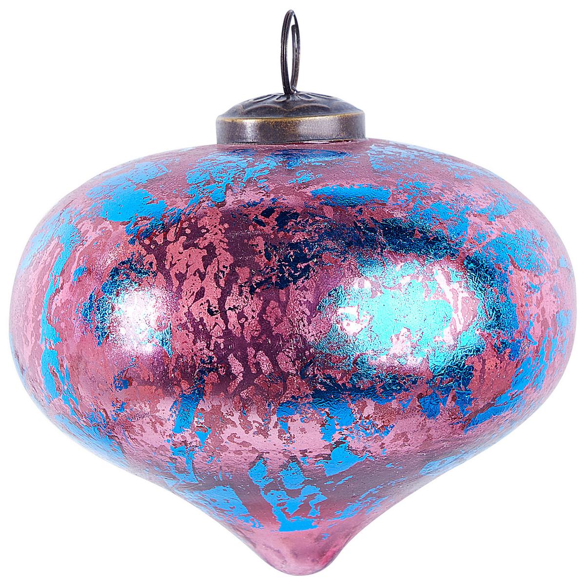 WEIHNACHTSBAUMKUGELN 9/11/16 cm Rosa Astrale - Blau/Rosa, Glas (15/9/15cm) - Beliani
