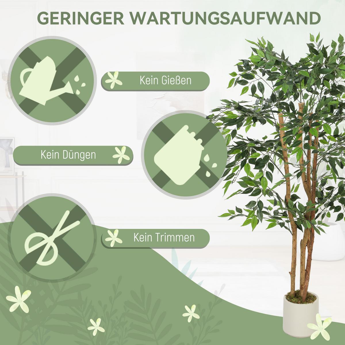 KUNSTPFLANZE Kunststoff Grün - Braun/Weiß, Holz/Kunststoff (150cm) - HOMCOM