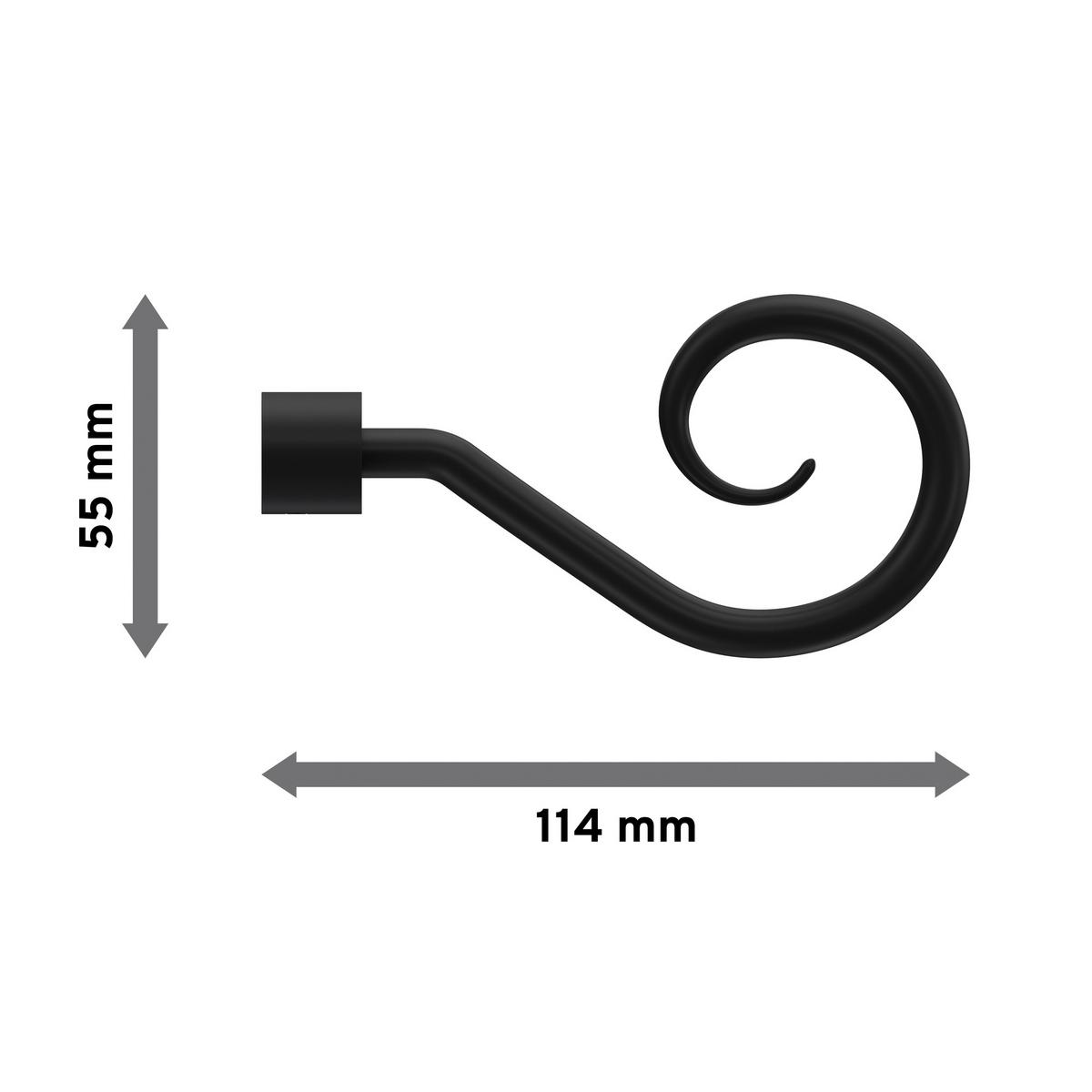 ENDSTÜCKE FÜR GARDINENSTANGEN 16 mm Ø, Allegra Schwarz, Packung 2 Stück - Schwarz, Metall (11.4/5.5/5.5cm) - INTERDECO