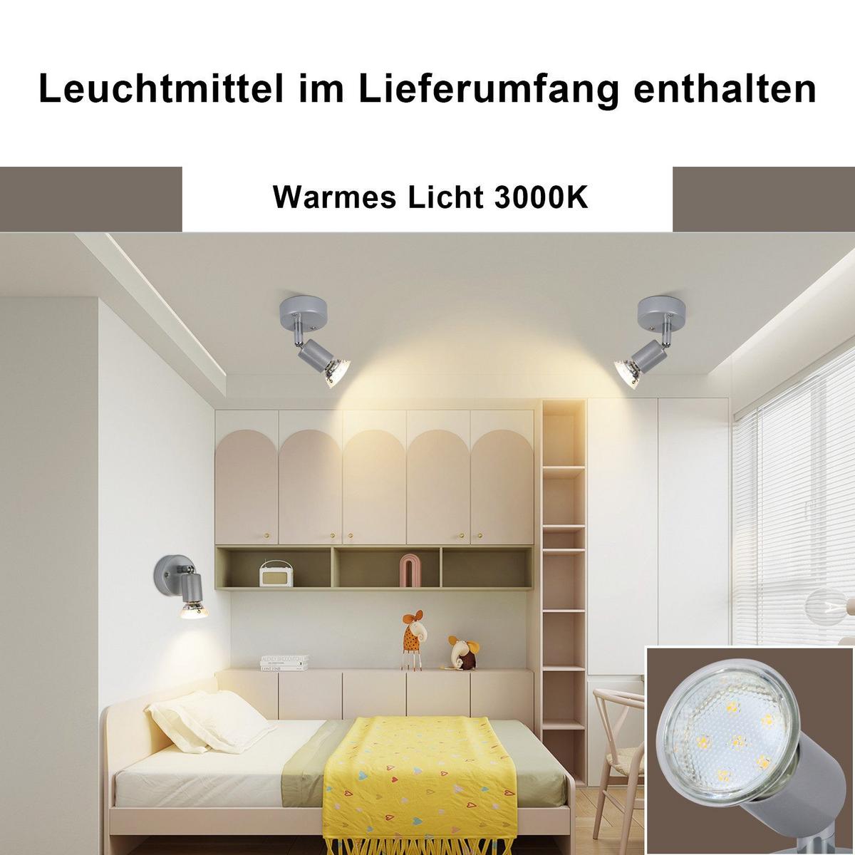 DECKENSTRAHLER Lenz 14/10/7cm - Silberfarben, Metall (14/10/7cm) - Nettlife