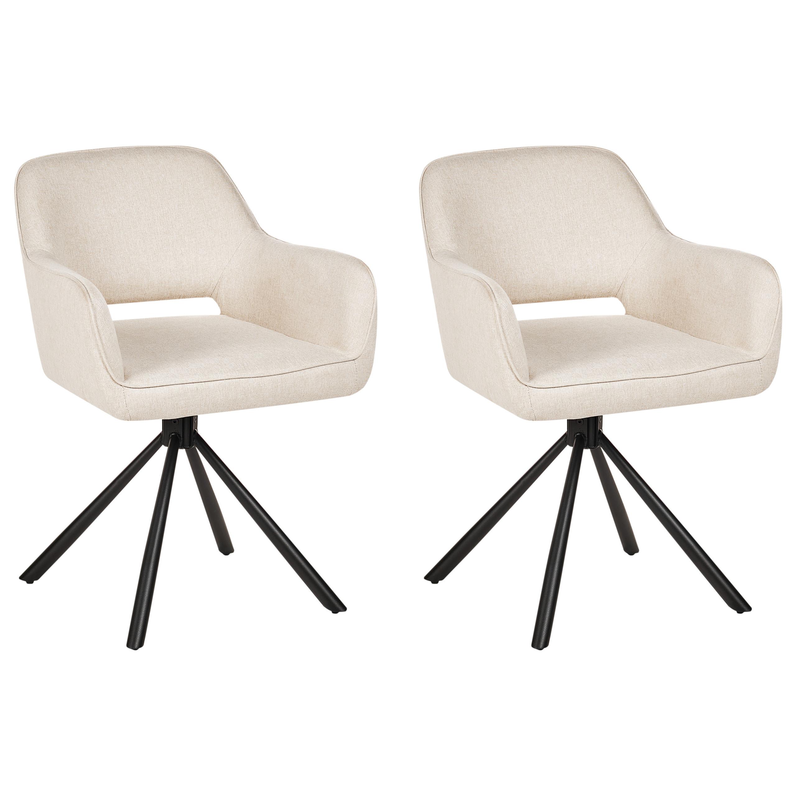 ESSZIMMERSTUHL 2er-Set Hellbeige Loures - Beige/Schwarz, Textil (56/80/63cm) - Beliani