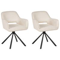 ESSZIMMERSTUHL 2er-Set Hellbeige Loures - Beige/Schwarz, Textil (56/80/63cm) - Beliani