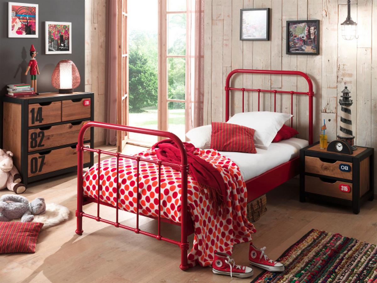 METALLBETT Karlyn 210x111x98 aus Metall in Rot - Rot, Metall (90/200cm) - 58aufmkessel