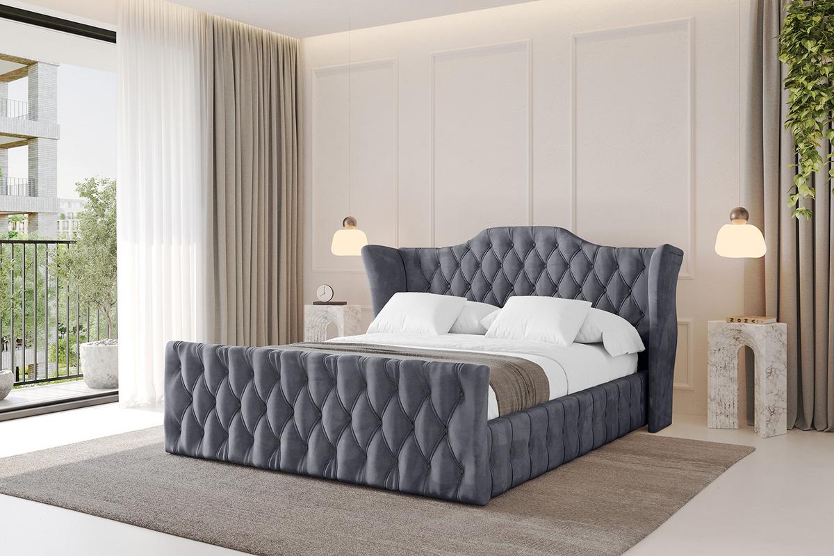 POLSTERBETT mit Bettkasten, Fußteil und Lattenrost, Boxbett mit Matratze H3/H4 - MODY-Z 120x200 Dunkelgrau - Dunkelgrau, Holzwerkstoff/Textil (120/200cm) - ALTDECOR