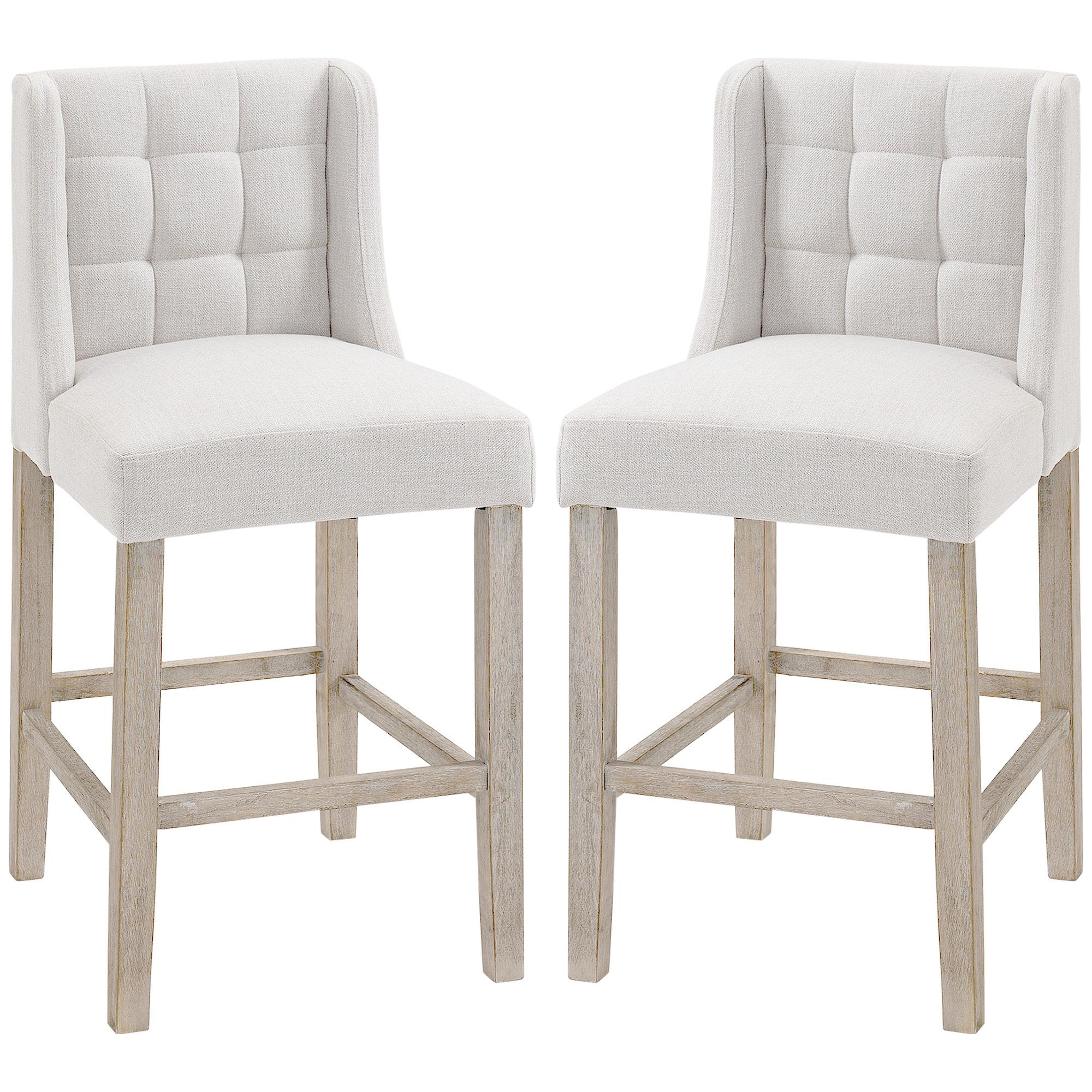 2ER-SET Barhocker moderne Küchenstühle Barstühle für Küche Leinen-Touch Holz - Beige/Weiß, Holz/Kunststoff (50/101/47cm) - HOMCOM