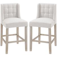 2ER-SET Barhocker moderne Küchenstühle Barstühle für Küche Leinen-Touch Holz - Beige/Weiß, Holz/Kunststoff (50/101/47cm) - HOMCOM