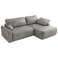 ECKSCHLAFSOFA CUBO L Hellgrau Velvet - rechts - Hellgrau/Schwarz, Kunststoff/Textil (187/273cm) - MKS
