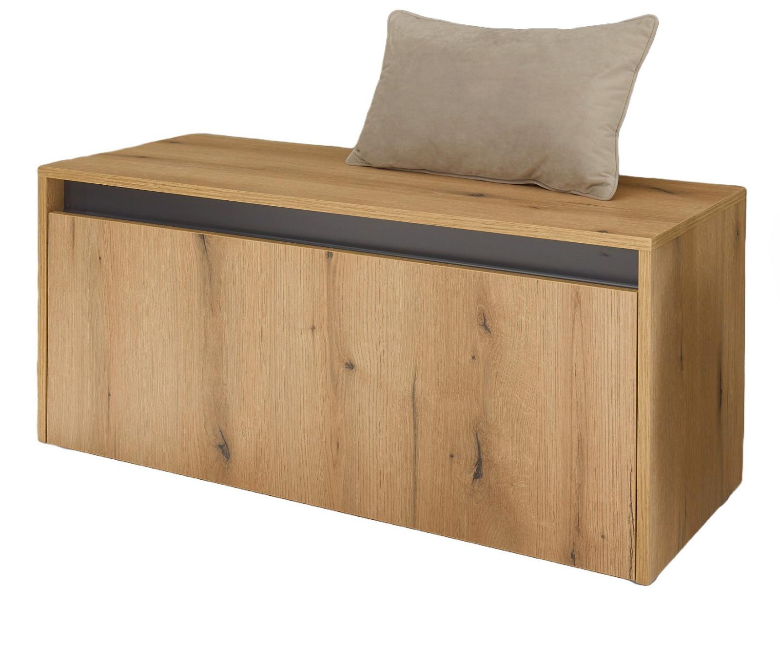 GARDEROBENBANK Evoke Eiche, grau 100 cm, Garderobe Sitzbank mit Stauraum - Eichefarben/Schwarz, Holzwerkstoff/Kunststoff (100/45/45cm) - Furn.Design