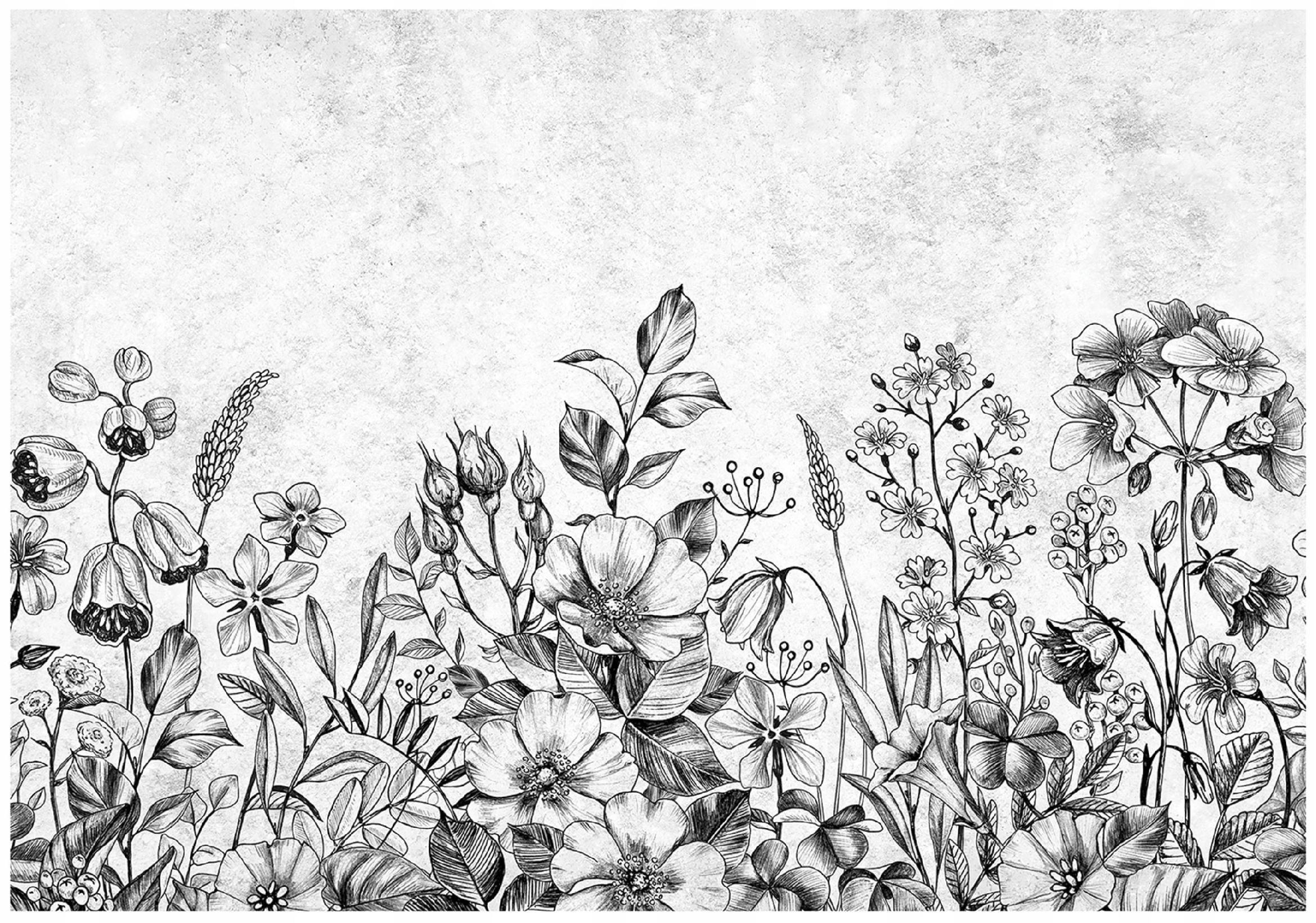 FOTOTAPETE Blumen Beton Grau 312x219 cm - Multicolor, Textil (312/219cm) - Wallarena