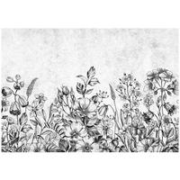 FOTOTAPETE Blumen Beton Grau 312x219 cm - Multicolor, Textil (312/219cm) - Wallarena