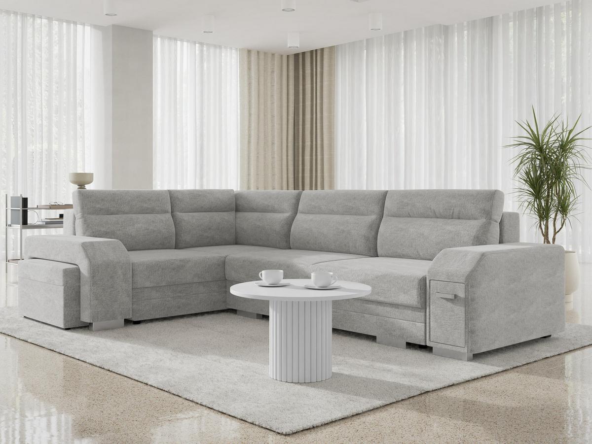 ECKSOFA Alvares, Seite: Links - Hellgrau, Holz/Kunststoff (305/205cm) - MIRJAN24