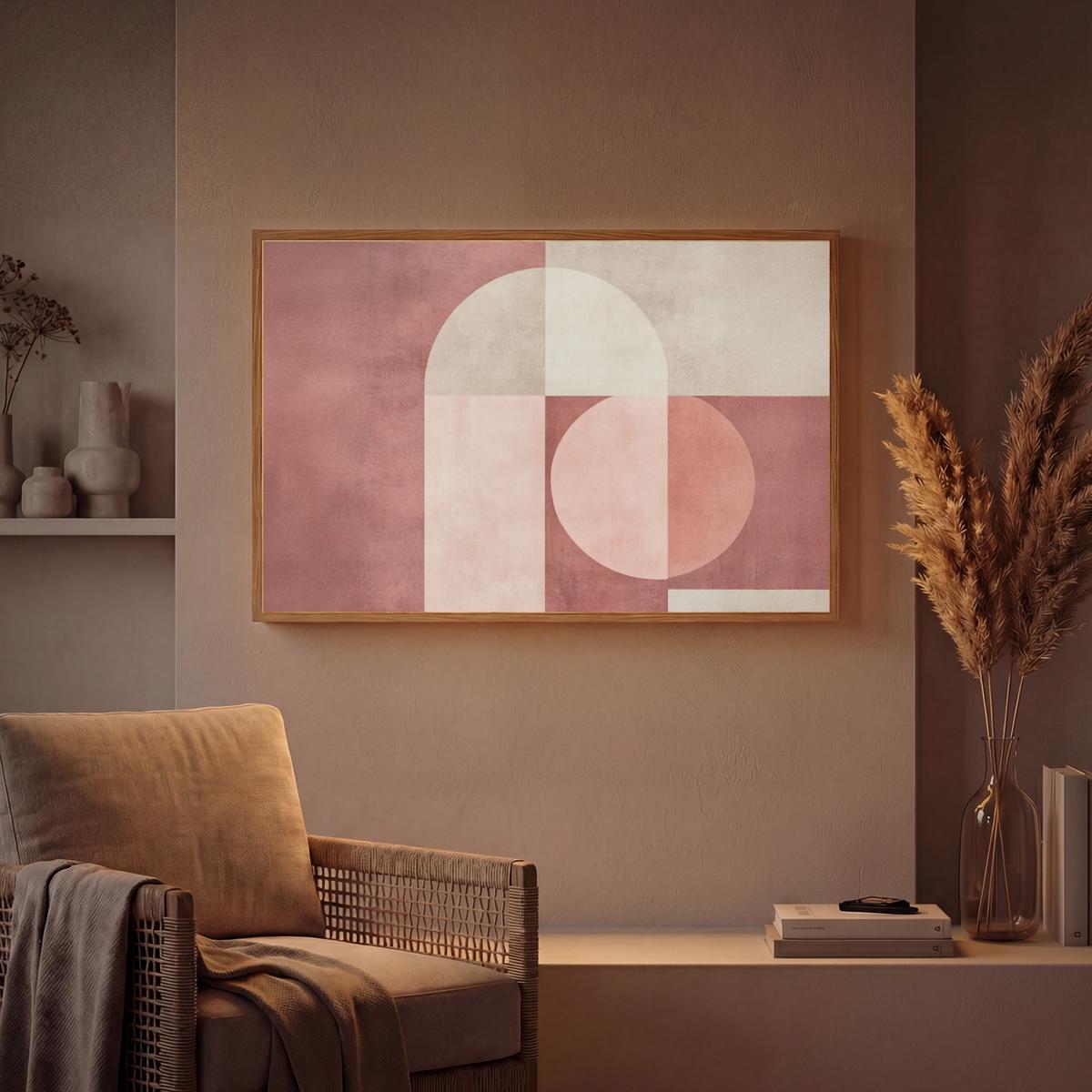 WANDLEUCHTE MIT AKKU Figuren - Abstrakt - Rosa 100x70 cm - Altrosa, Holzwerkstoff (100/70/8cm) - OnlyWow