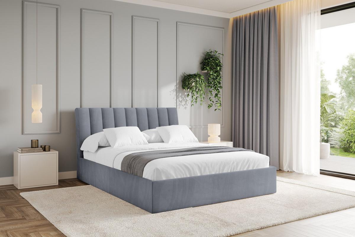 POLSTERBETT mit Bettkasten und Lattenrost, Bett mit Matratze H3/H4 - ILAN 160x200 Grau - Grau, Holzwerkstoff/Textil (160/200cm) - ALTDECOR