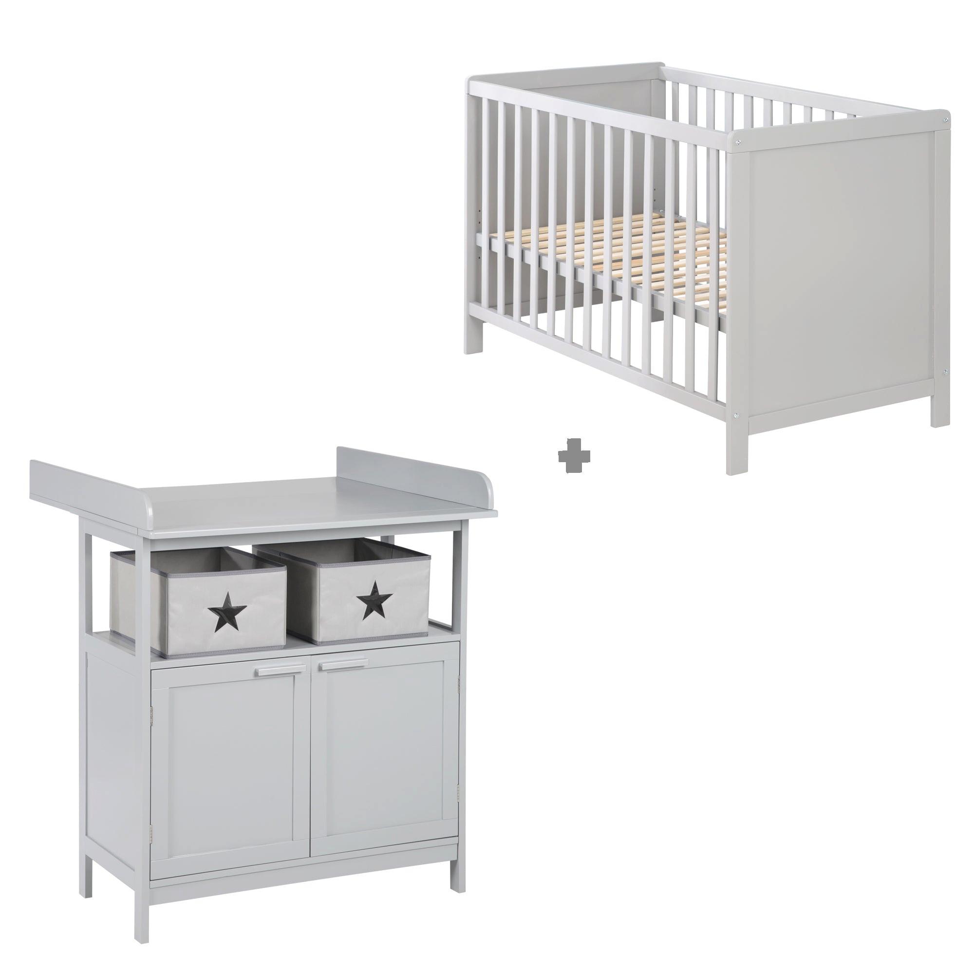 BABYZIMMER-SET Hamburg mit Türen 2-teilig - Taupe, Holzwerkstoff (66/76/123cm) - Roba