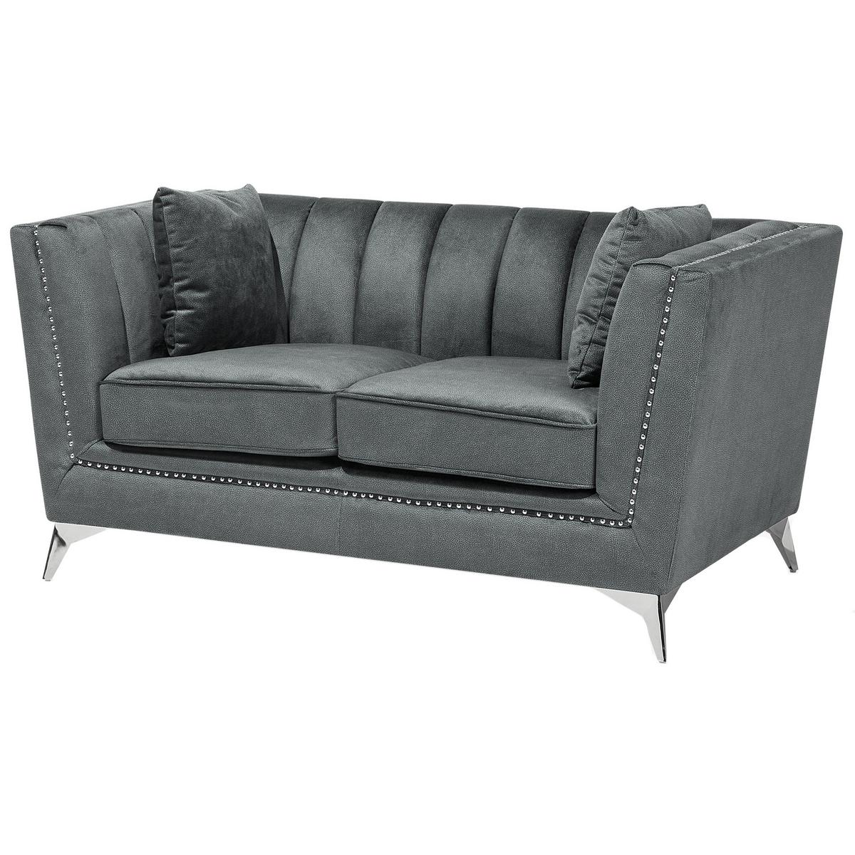 2-SITZER-SOFA Samtstoff Grau Gaula - Grau, Textil (160/77/80cm) - Beliani