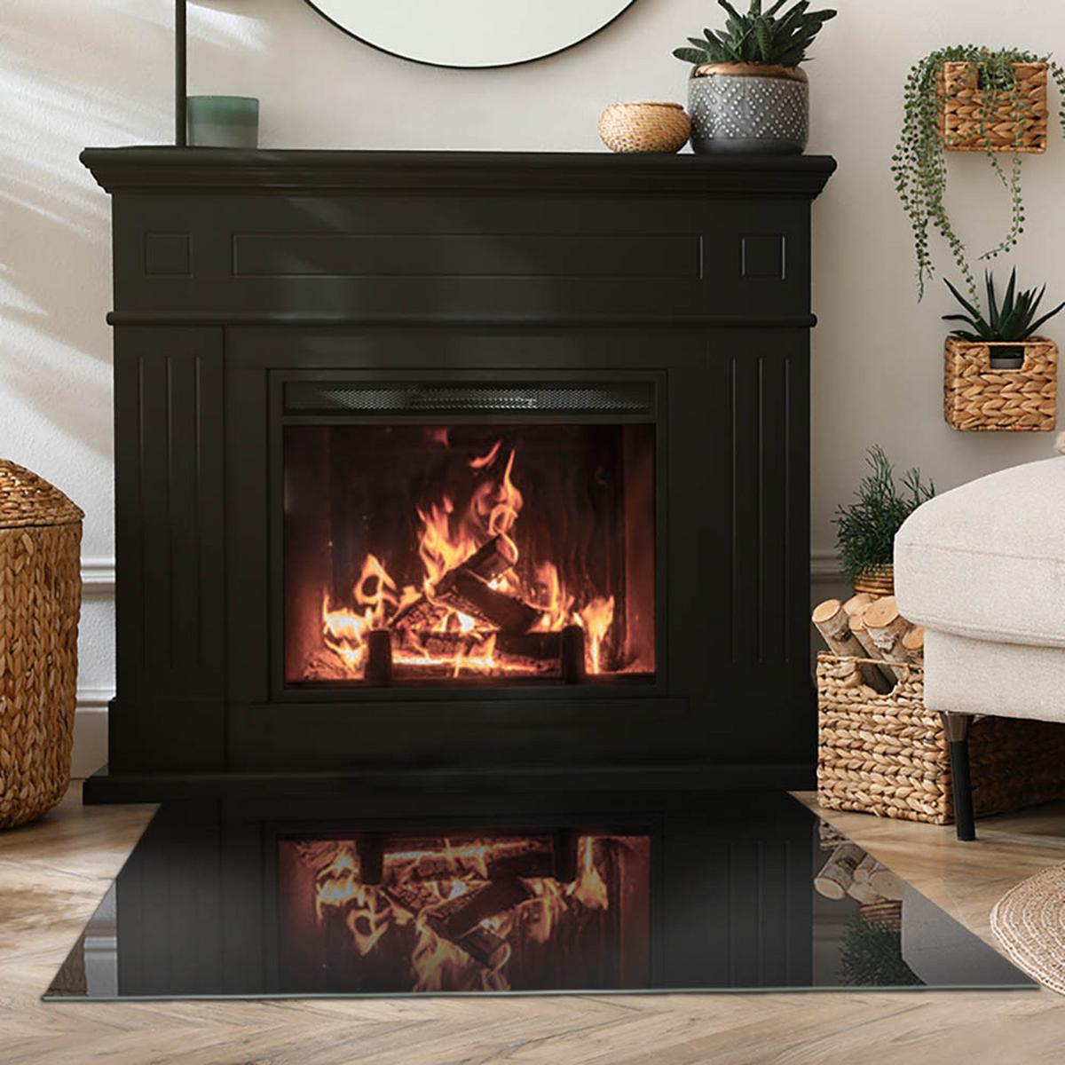 GLASPLATTE für Kamin 100x70 cm - Schwarz, Glas (100/70/0.4cm) - TULUP