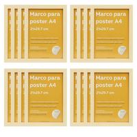 RAHMEN Set mit 12 aus MDF und Acrylglas Schutz und Aussteller für Fotografien, Bilder, Poster, Gemälde, Dekoration für Haus Farbe Hellholz A4 - Beige, Holz (21/3cm) - Nacnic