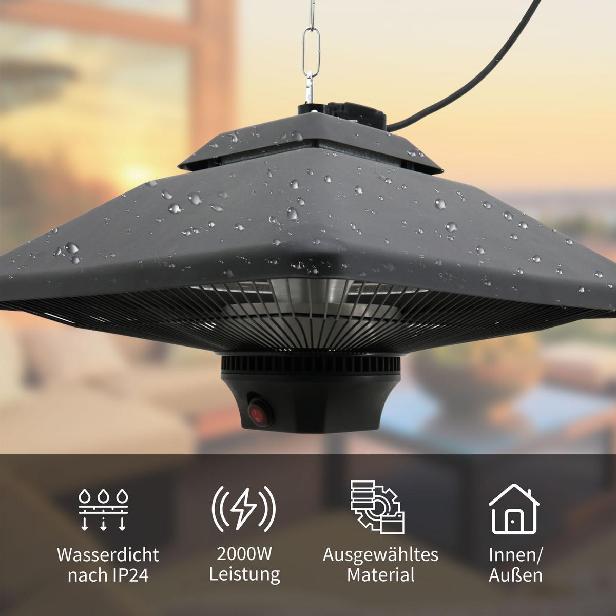 HEIZSTRAHLER, Aluminium, Eisen, Schwarz - Schwarz, Metall (43/25/43cm) - Outsunny