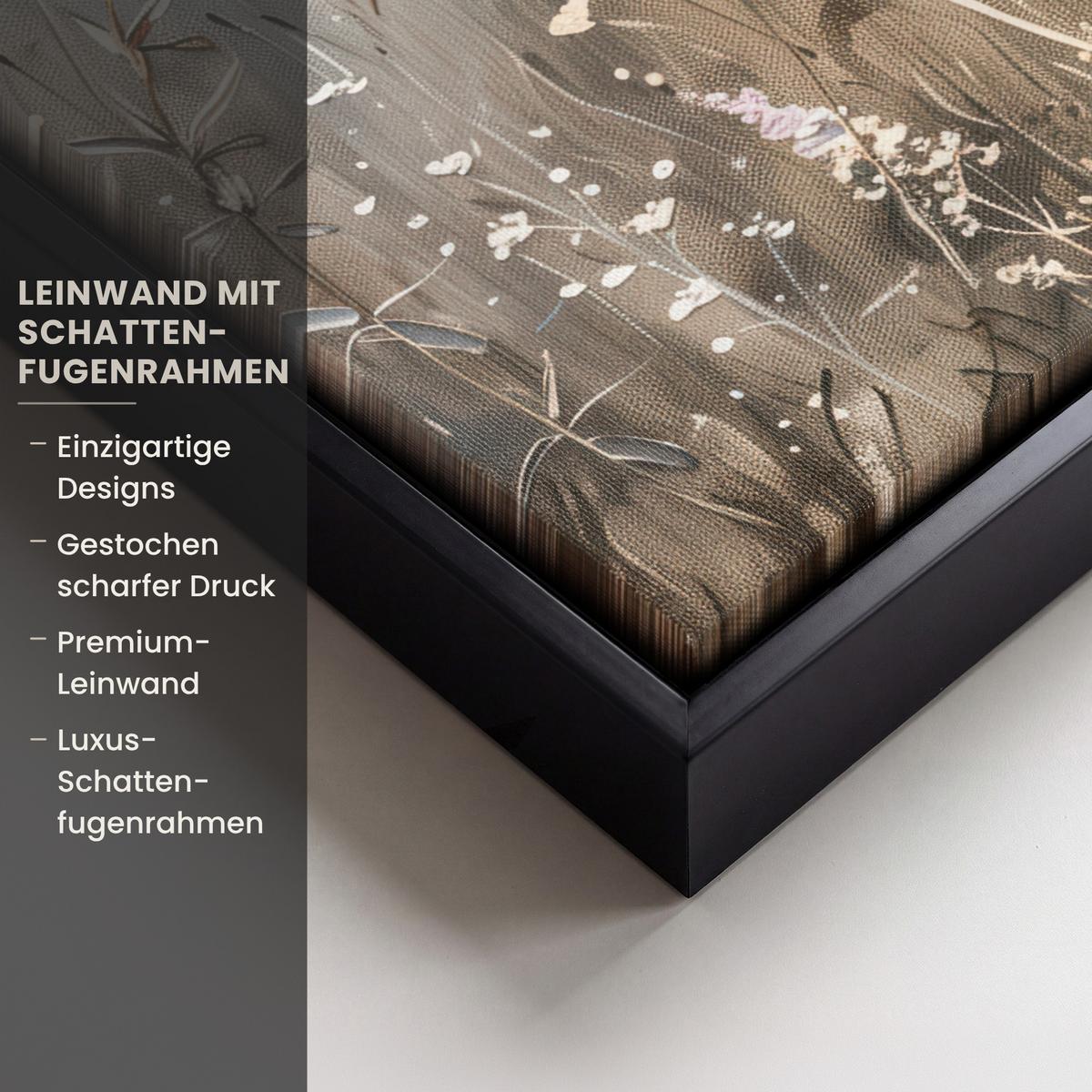 LEINWAND Bilder mit Rahmen - Blumen - Rosa - Modern - Beige - 30x40 - Beige, Textil (30/40cm) - MuchoWow