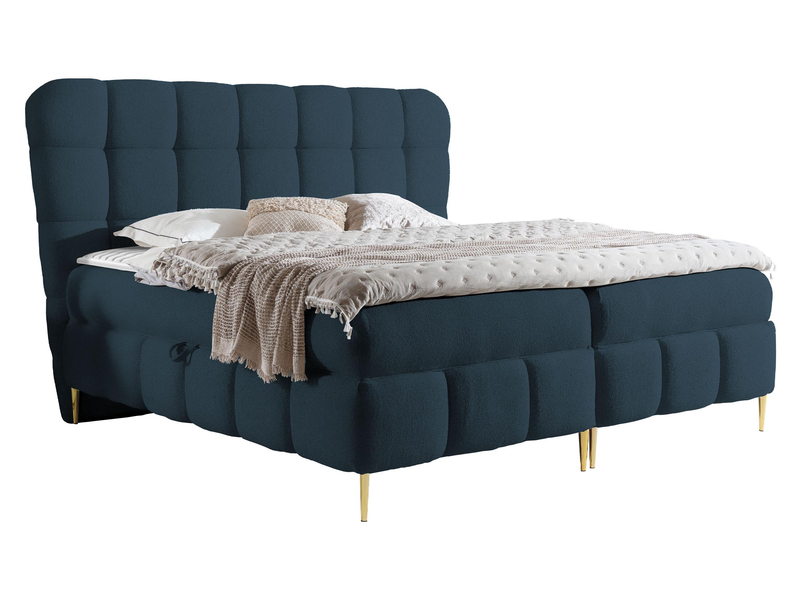 BOXBETT Lolly - H3 - Goldfarben/Dunkelblau, Holz/Textil (140/200cm) - MIRJAN24