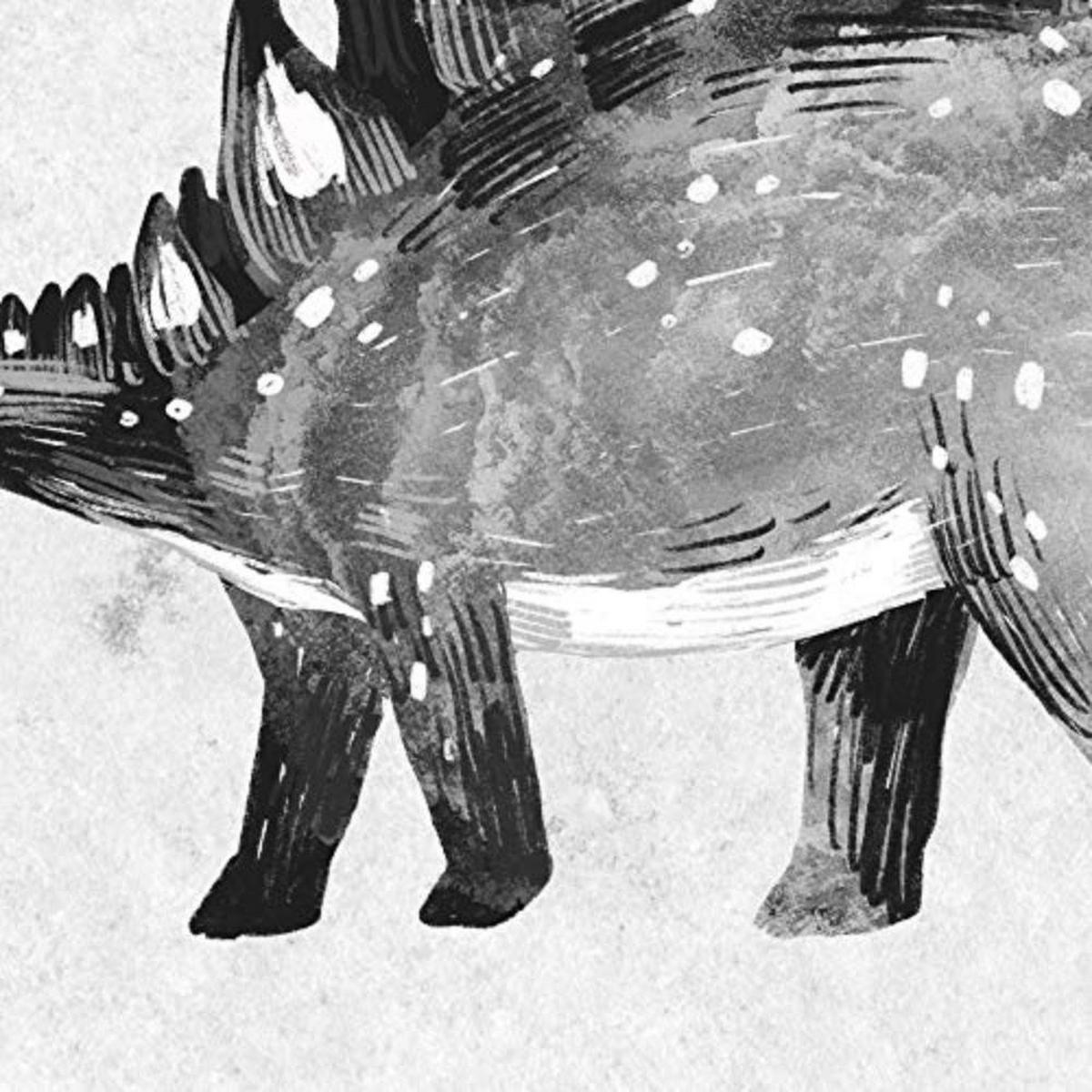POSTER Set mit 4 schwarze Dinosaurier A4 Schwarzer Rahmen - Schwarz, Papier (29.7/3cm) - Nacnic