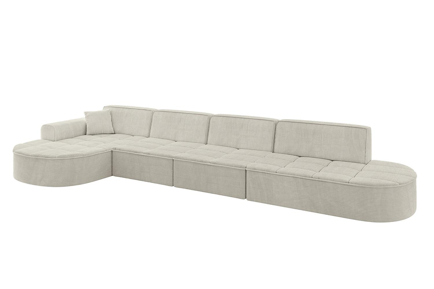 ECKSOFA Ottomane Links TARO-L3 - 413x171x79,5 cm Creme - Hellgrau/Creme, Holzwerkstoff/Textil (413/171cm) - ALTDECOR