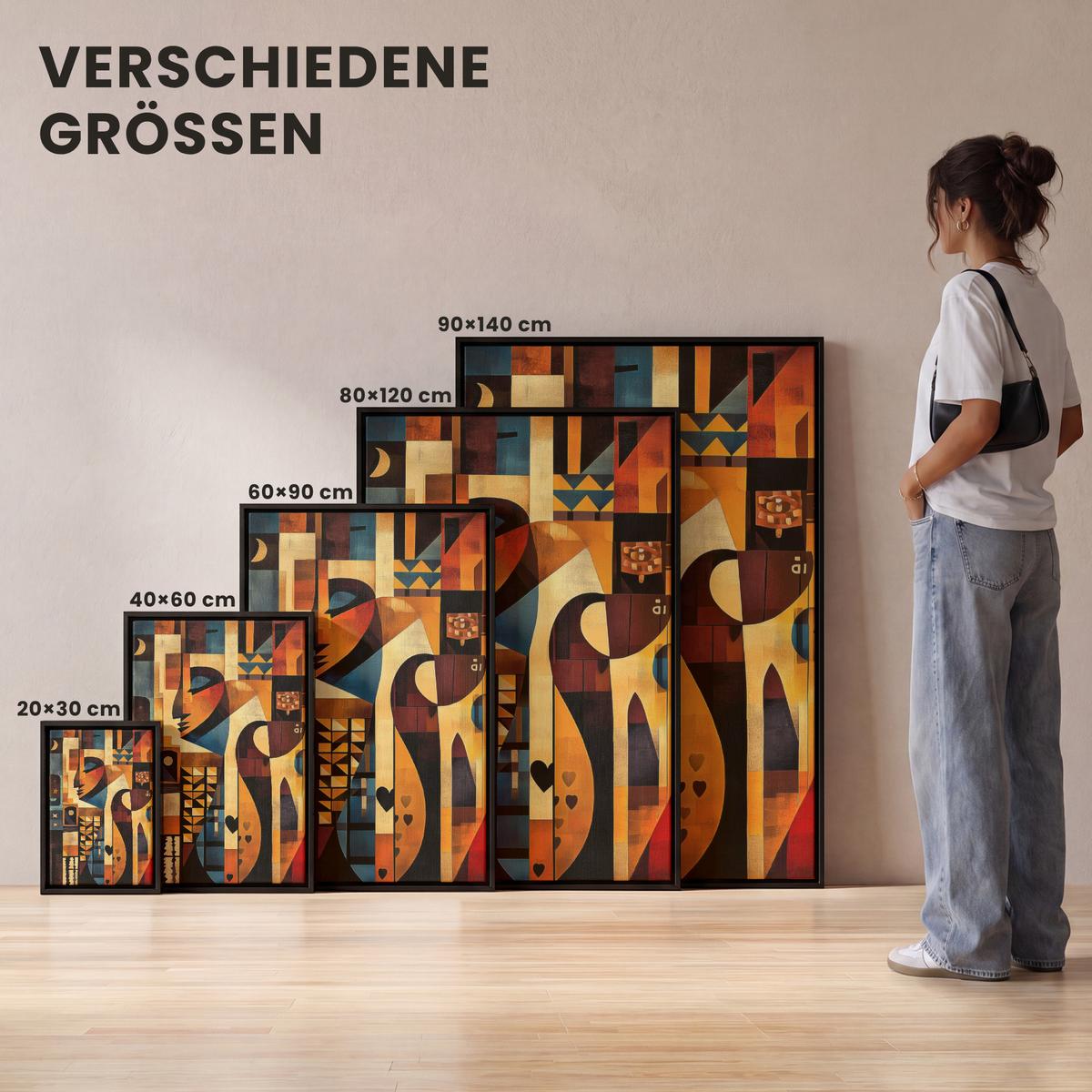 LEINWAND Bilder mit Rahmen - Figuren - Abstrakt - Symbole - 20x30 - Terracotta, Textil (20/30cm) - MuchoWow