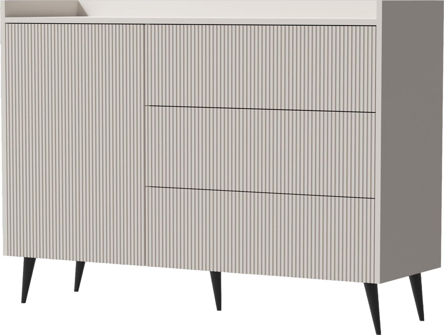KOMMODE Arysa in Beige Kaschmir 92/126/41 cm - Kaschmir/Beige, Holzwerkstoff/Metall (126/92/41cm) - WFL GROUP
