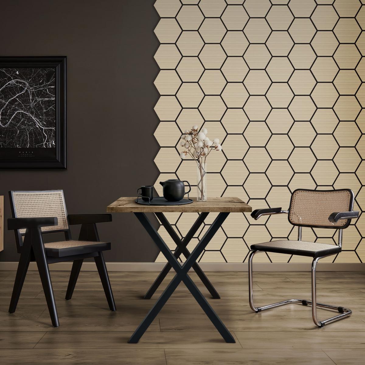 AKUSTIKPANEEL 2er Set Schallschutzplatten Hexagon Eiche Holzoptik 66x81x2 cm aus Filz - Hellbraun, Holzwerkstoff (2.1/81.1/66.6cm) - ML-DESIGN