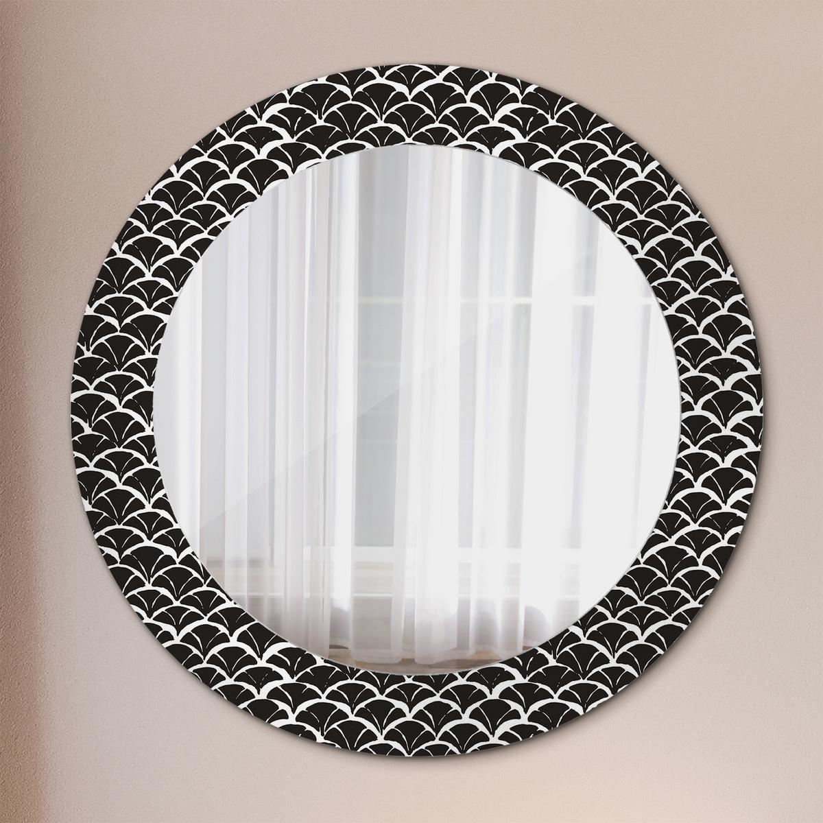 SPIEGEL Rund Ø 60 cm mit Aufdruck - Schwarz, Glas (60/60/0.4cm) - Wallfluent