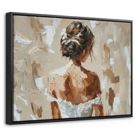 LEINWAND Bilder mit Rahmen - Frau - Farbe - Abstrakt - Beige - Modern - 40x30 - Sandfarben, Textil (40/30cm) - MuchoWow