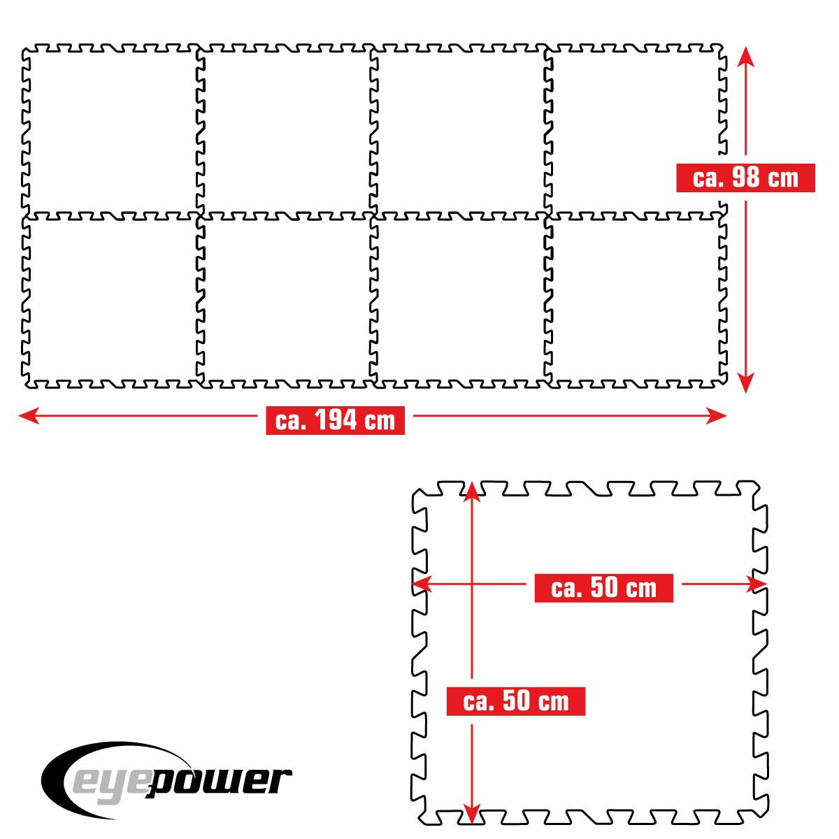 POOLMATTEN 1,9m² 8 EVA Matten 50 cm Blau - Blau, Kunststoff (50/50cm) - eyepower