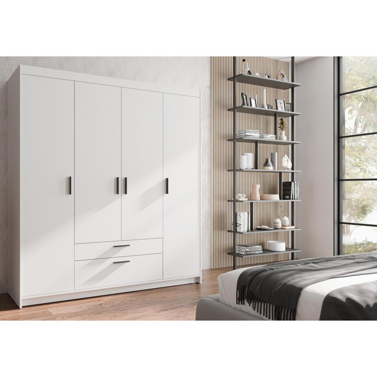 DREHTÜRENSCHRANK Elena mit 4 Türen und 2 Schubladen, ohne Spiegel Weiß - Weiß, Holzwerkstoff (176/190/53cm) - Beautysofa