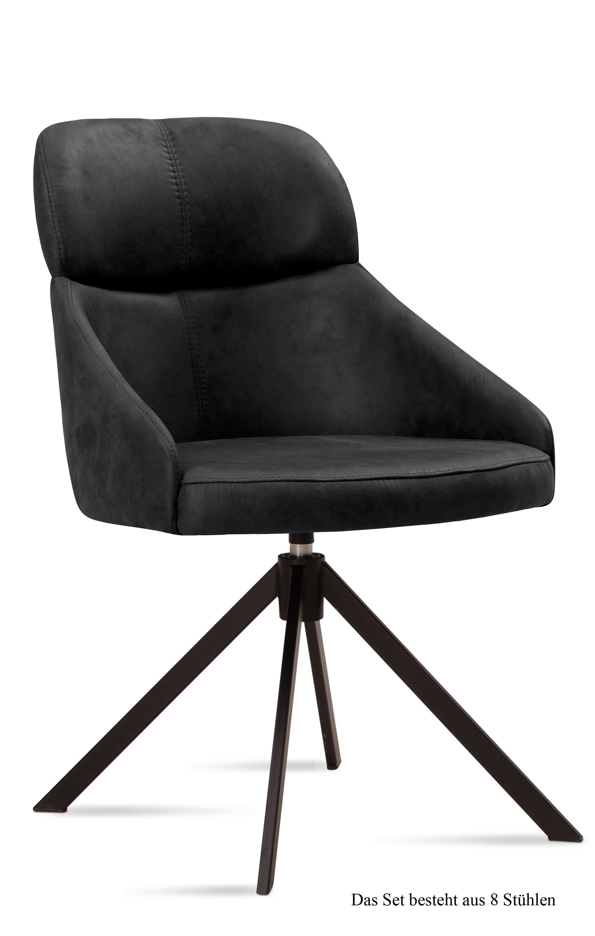 ESSZIMMERSTUHL drehbar (8er-Set) Derska 52x82x63 Schwarz/Anthrazit - Anthrazit/Schwarz, Kunststoff (63/82/52cm) - 58aufmkessel