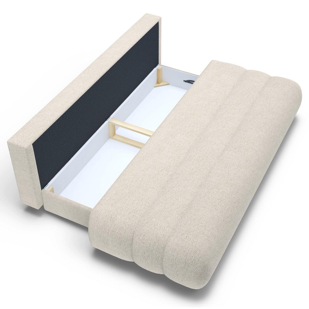 SCHLAFSOFA Arione 214 cm - Ecru/Schwarz, Kunststoff/Textil (214/74/104cm) - Selsey
