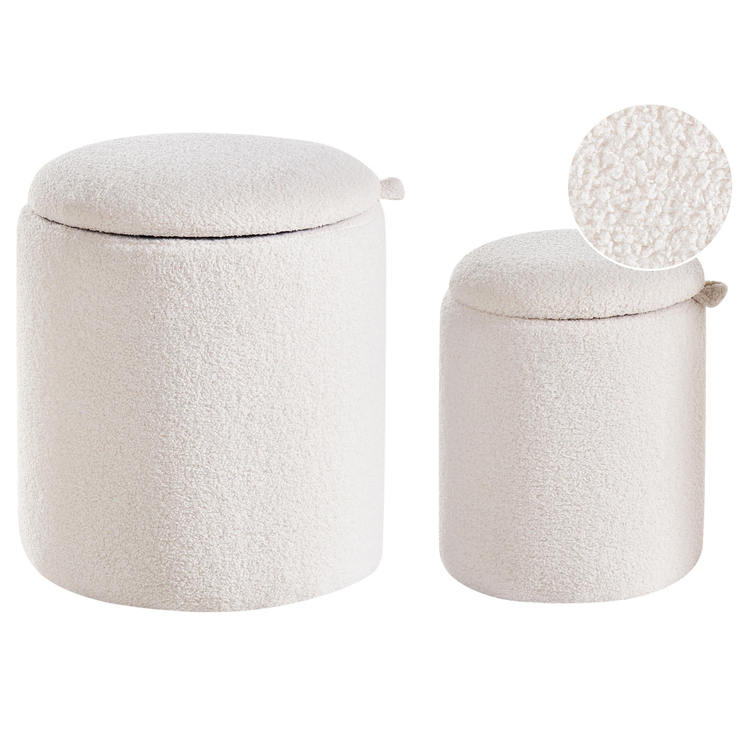 POUF 2er-Set Cremeweiß Berea - Weiß, Textil (40/37/40cm) - Beliani