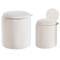 POUF 2er-Set Cremeweiß Berea - Weiß, Textil (40/37/40cm) - Beliani