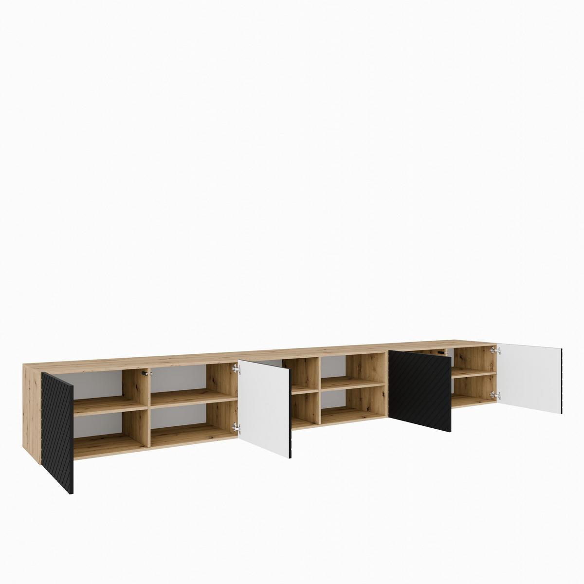 LOWBOARD CAVA 300/41/40 cm, Hängender TV-Schrank Eiche Artisan - Schwarz/Eiche Artisan, Holzwerkstoff (300/41/40cm) - MASSENO