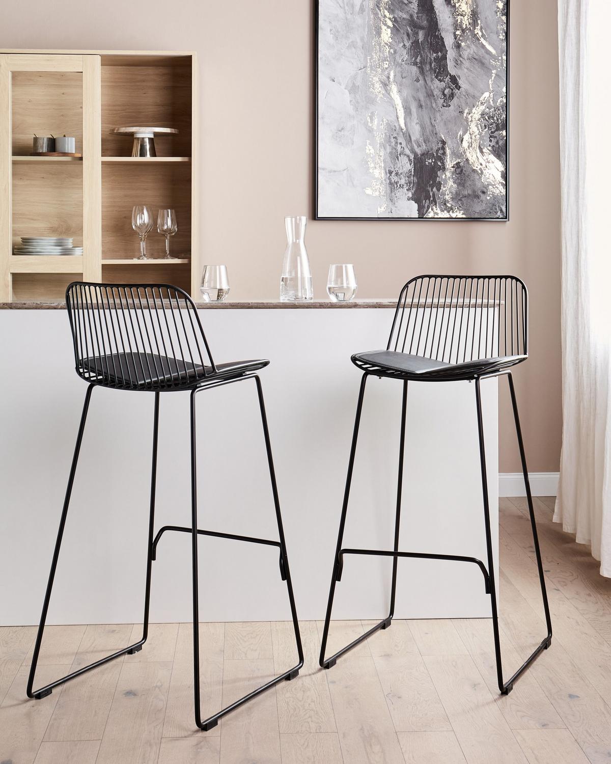 BARSTUHL 2er-Set Metall Schwarz Pensacola - Schwarz, Metall (49/99/49cm) - Beliani