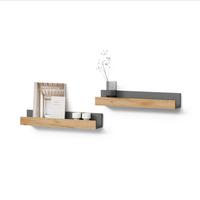 WANDREGAL Lorena Anthrazit/Goldkraft Eiche 60 x 10 cm 2er Set - Honigeiche/Anthrazit, Holzwerkstoff (60/10/12cm) - Livinity®