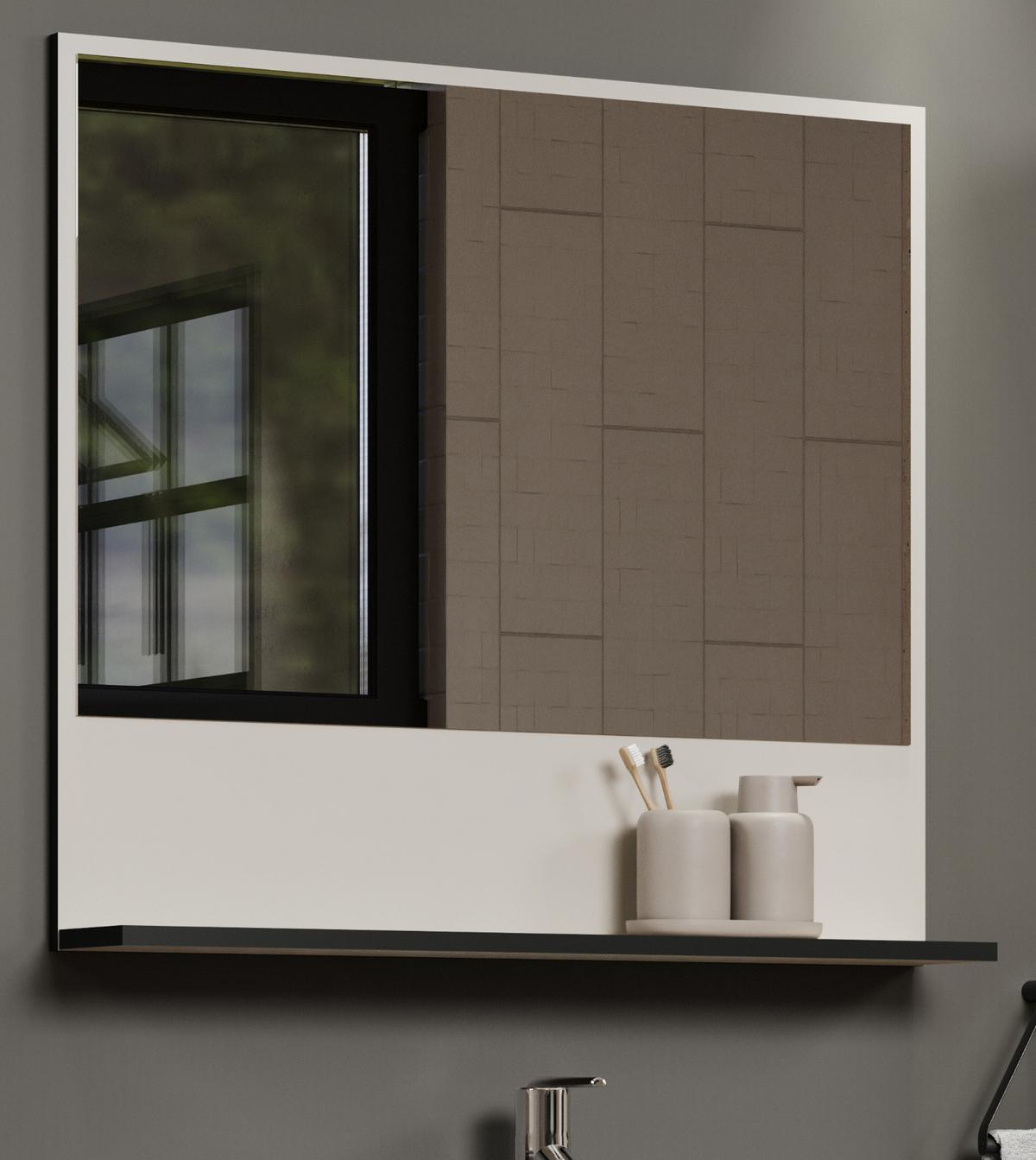 BADSPIEGEL Kaschmir, grau 80 cm, Badezimmer Spiegel mit Ablage - Kaschmir/Grau, Glas/Holzwerkstoff (80/74/14cm) - Top.Furn