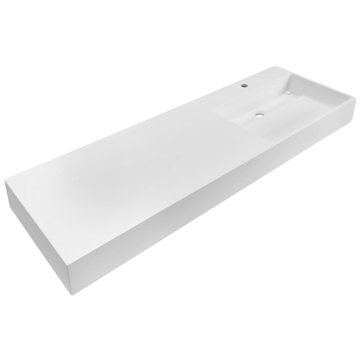 HÄNGEWASCHBECKEN Weiß 150/48 cm Mineralguss Cusco - Weiß, Naturmaterialen (150/13/48cm) - Beliani