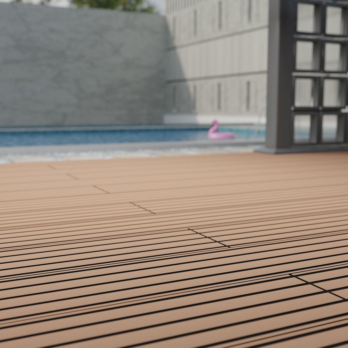 TERRASSENDIELEN WPC Teak 2 m² - Teakfarben, Kunststoff (220/14.6/2.5cm) - Juskys