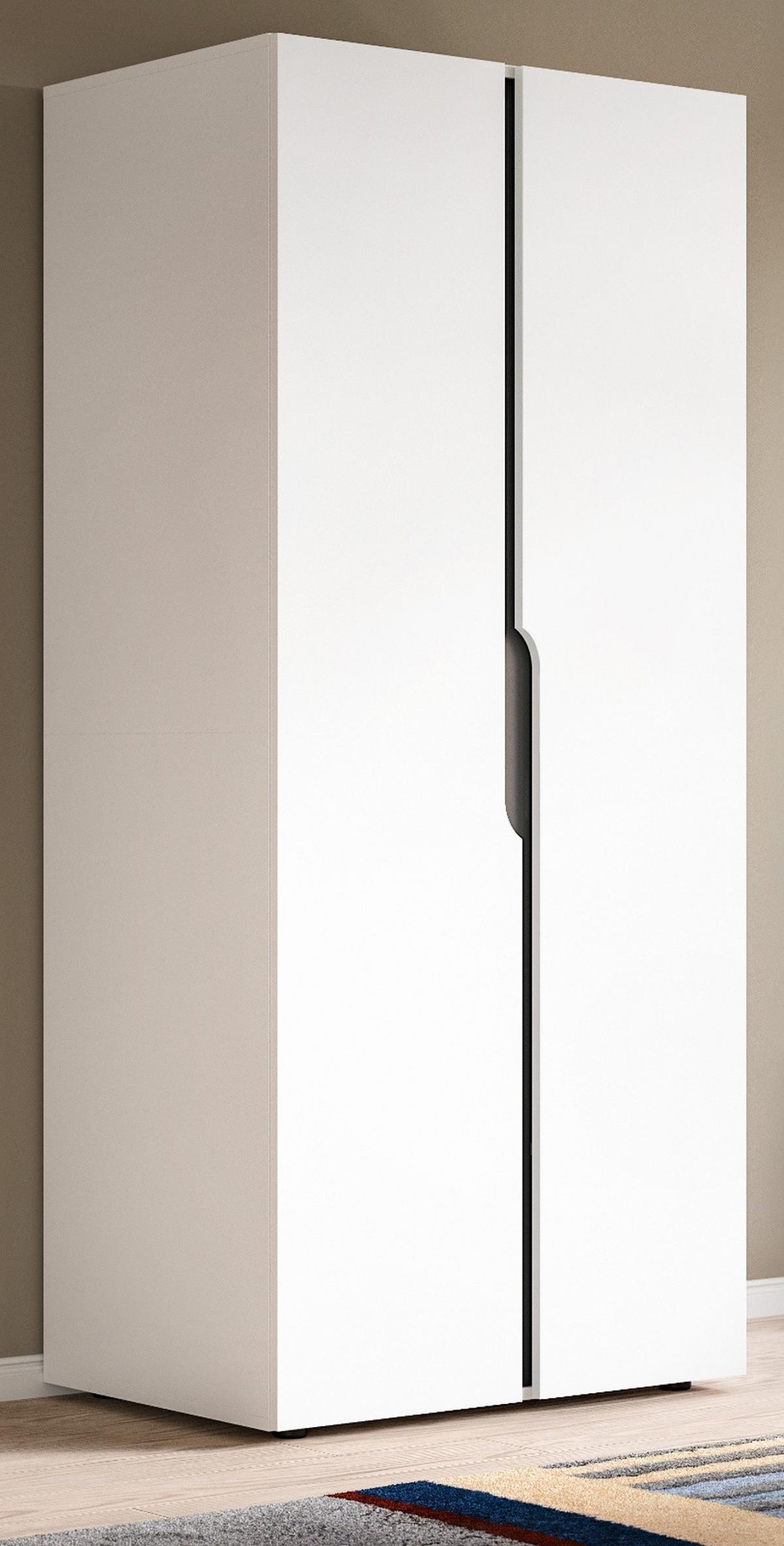 KLEIDERSCHRANK weiß, grau 81 x 176 cm, Drehtürenschrank 2-türig - Schwarz/Weiß, Holzwerkstoff/Kunststoff (81/176/51cm) - Inn.Furn
