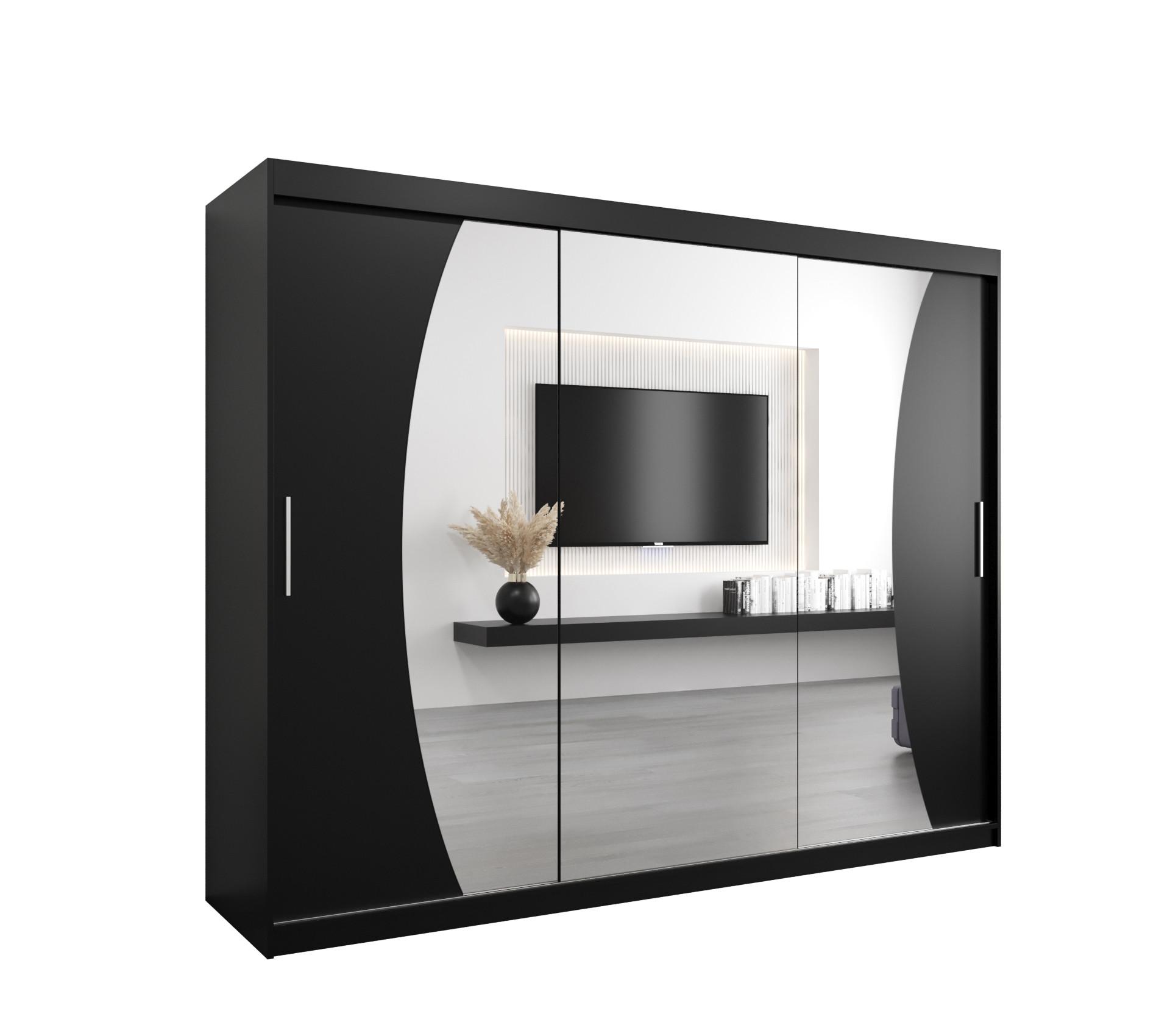 SCHWEBETÜRENSCHRANK 200/250/62 3-türig - Silberfarben/Schwarz, Holz/Kunststoff (250/200/62cm) - MÖBEL KRYSPOL