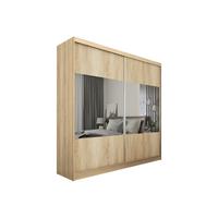 KLEIDERSCHRANK mit Spiegel-Schiebetüren und Aluminium-Leisten - CELI - 200 cm Sonoma - Sonoma Eiche, Holzwerkstoff (200/216/61cm) - ALTDECOR